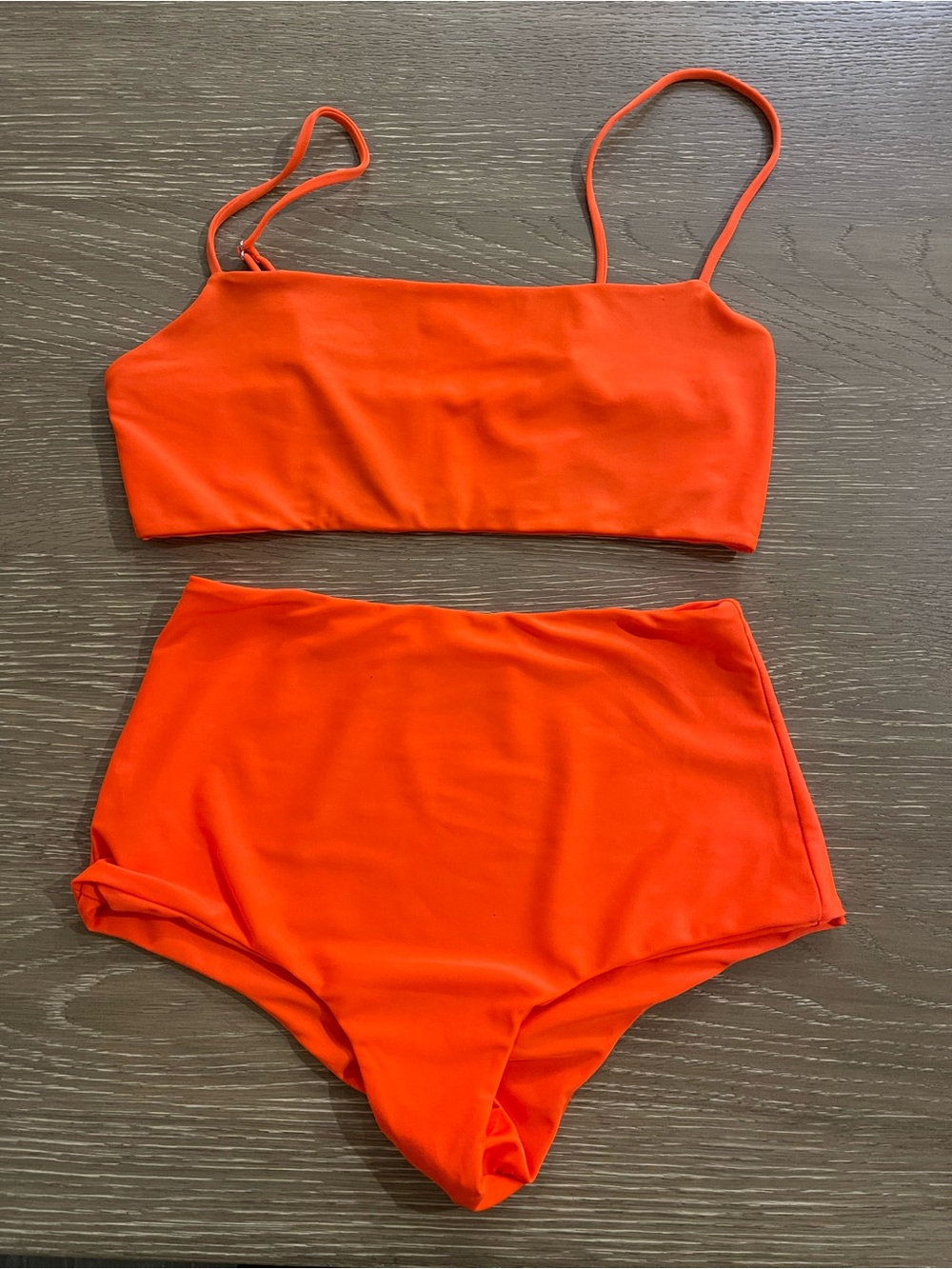 Mikoh Neon Orange Two-Piece Bikini Set, Kiki top, Menehune bottom
